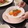 French Relief Cream Wind Ceramic Dish Household 8 Inch Underglazed Colour Exquisite Kitchen Tableware Beautiful Food Plates