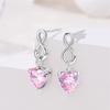 New 925 Silver Pink Heart Shape Women Earrings Brilliant Wedding Engagement Star Earrings Jewelry Gift
