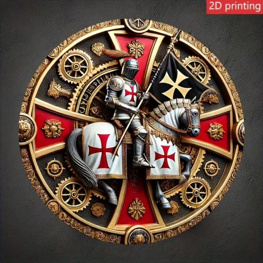 Arte da Parete in Metallo Decorazione Cavaliere Templare Cavaliere Corazzato Design a Croce Finitura Metallica