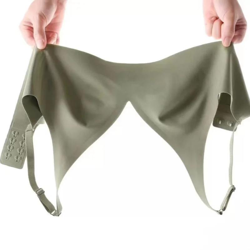 Roupa interior feminina sem costura com decote em v sem anel de aço pequeno peito reunido ajustável pequeno confortável sutiã superior fino