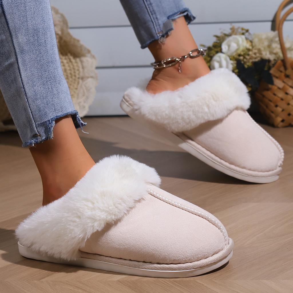 Fashion 2025 Winter Warm Fur Indoor Home Slippers Women Fluffy Comfort Soft Bedroom Slippers for Couples Flat Non Slip House Shoes Woman