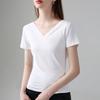 Short-sleeved T-shirt for Women In Summer New European Women's Solid Color T-shirt Temperament Deep V Backless Waist Top