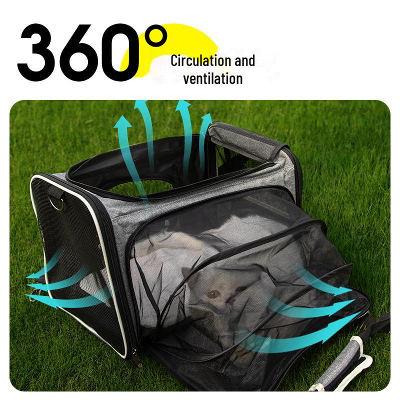 Portable Foldable Pet Travel Bag for Cats and Small Dogs - Expandable and Car-Friendly Handbag