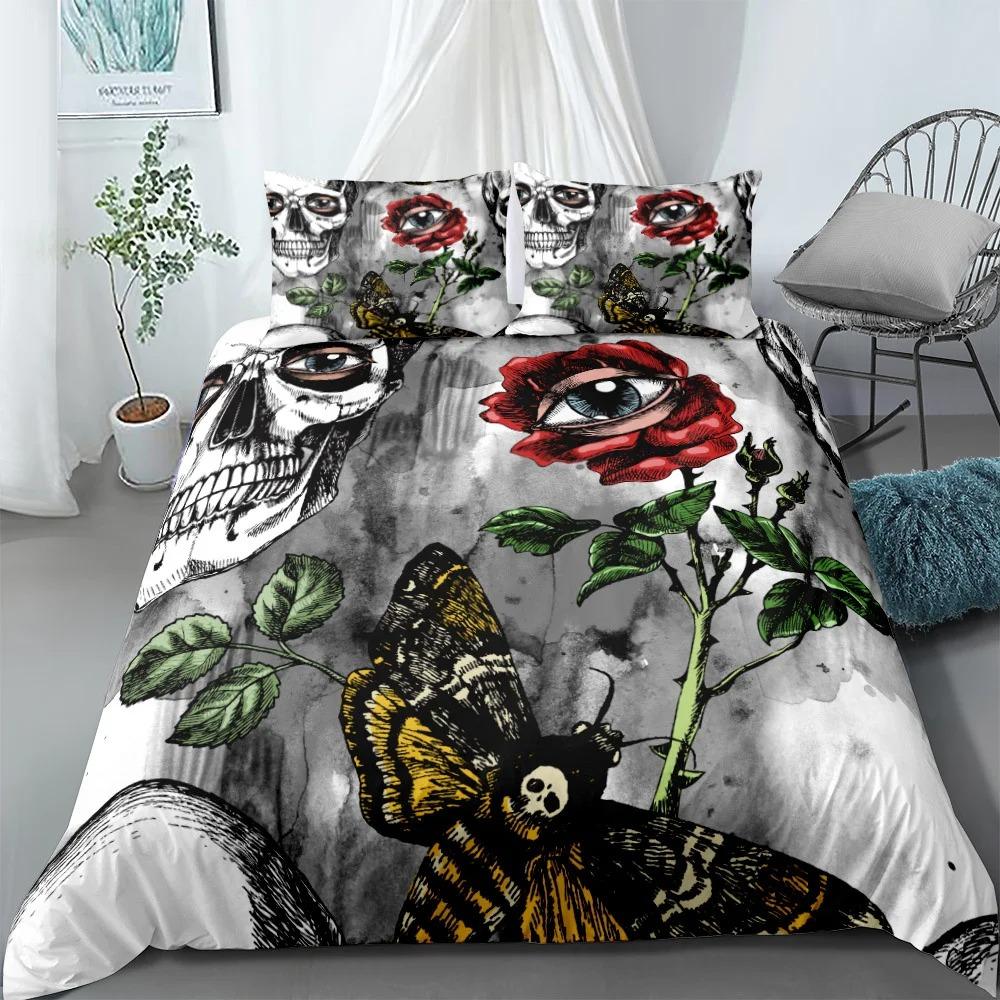 Moth Dead Skeleton Bedding Set US Twin Full Queen King EU Single Double King Size Bed Linen Set