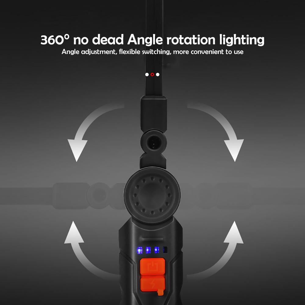 COB Work Light LED Work Flashlight With Magnetic Base Rechargeable Hanging Hook 360° Rotate Portable Inspection Light Camping