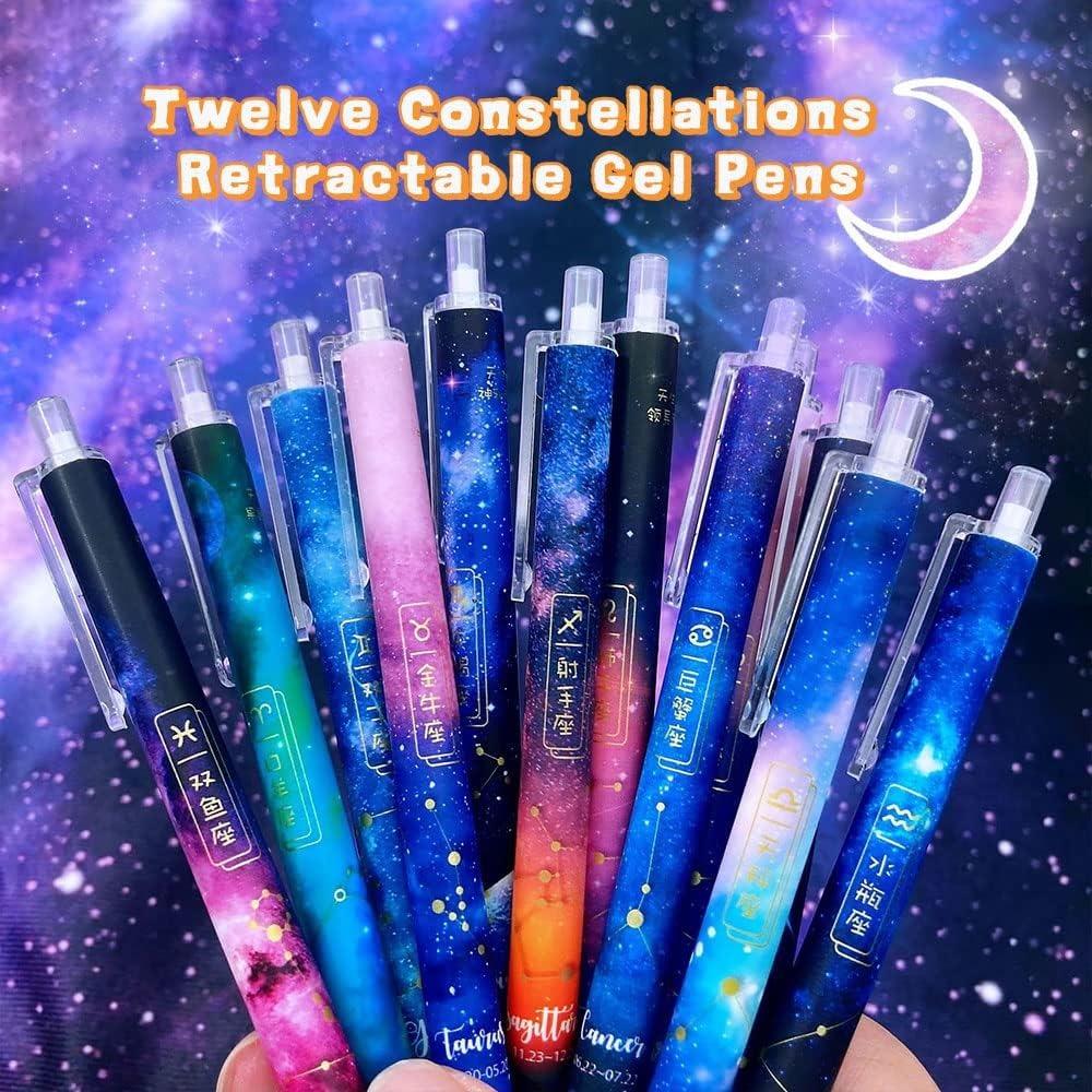 12 Pcs Gel Pen 0.5mm Black Ball Point Pens Constellations Office Supplies