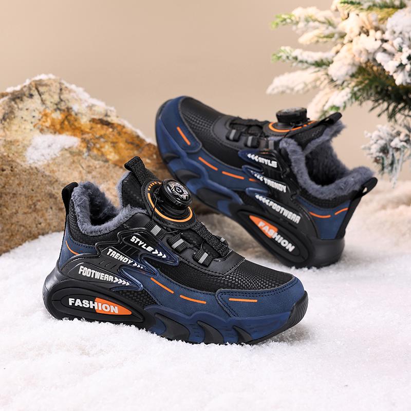 Zimní dětské bavlněné boty Otočné knoflíky pro snadné obouvání a zouvání Dětské sportovní boty Venkovní běžecké boty Boty na sníh Dětské sněhule