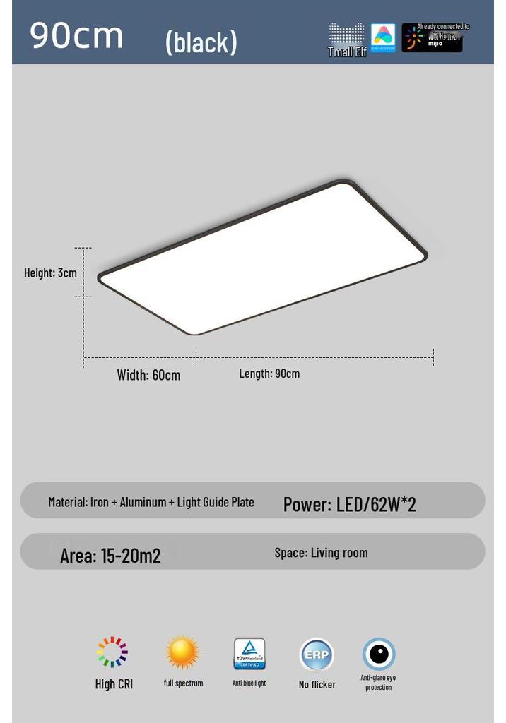 Smart Minimalist Ceiling Light with Full Spectrum Eye Protection for Living Rooms