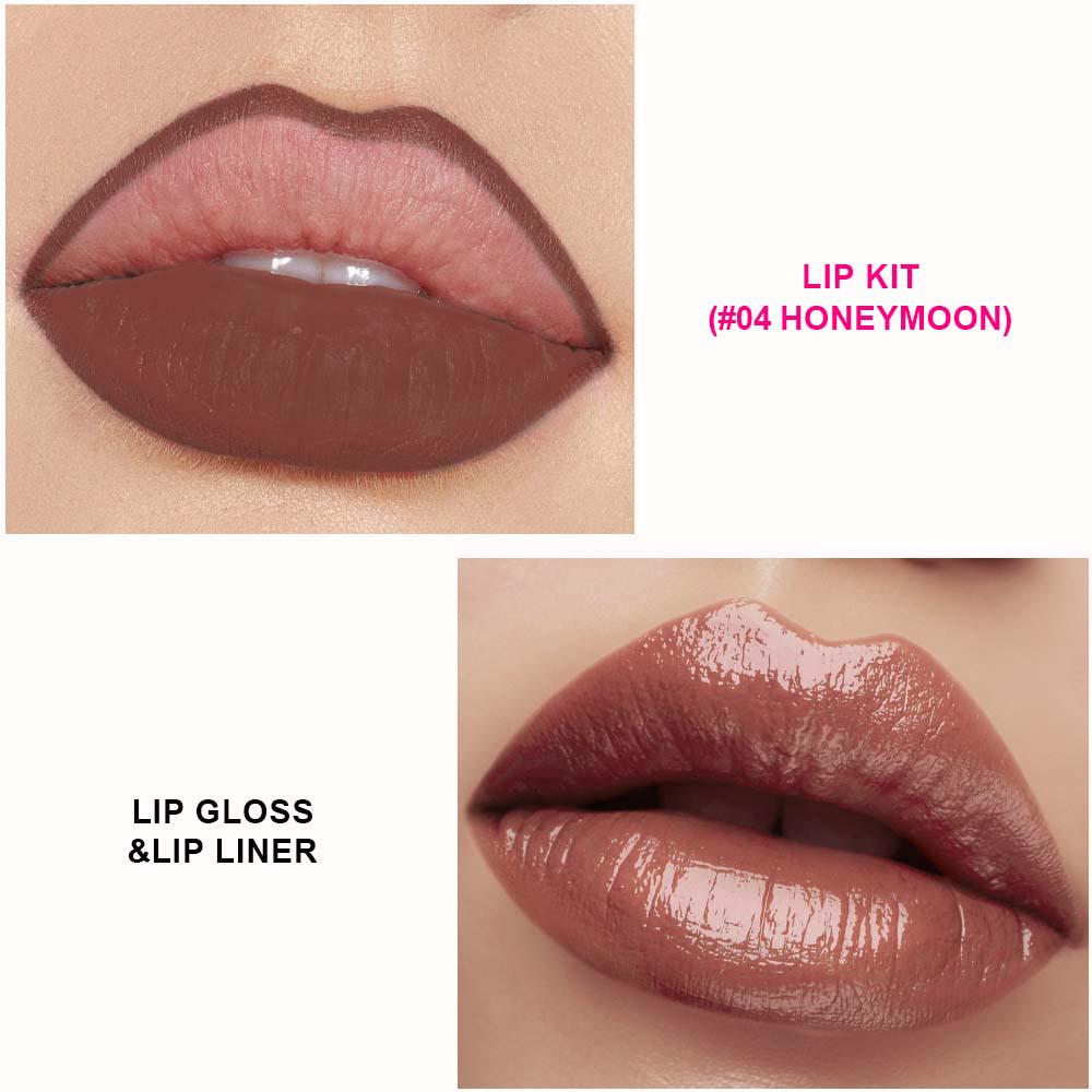 Customizable Long-Lasting Waterproof Lip Gloss and Liner Set with Mirror and Moisturizing, Nourishing Tube.