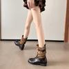 Cowhide version~ retro polished boots western boots women's 2025 new color matching medium tube Martin boots belt buckle short boots