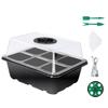 Plastic Seedling Starter Kits with LED Grow Light Plant Nursery Tray with Drainage Holes Vegetable Germination Box