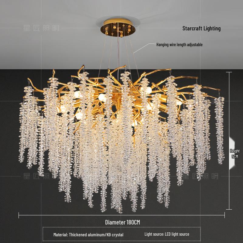 Star Crafts Luxury Crystal Chandelier with Octagonal Beads & Tassels for Living Room, Dining Room, Bedroom