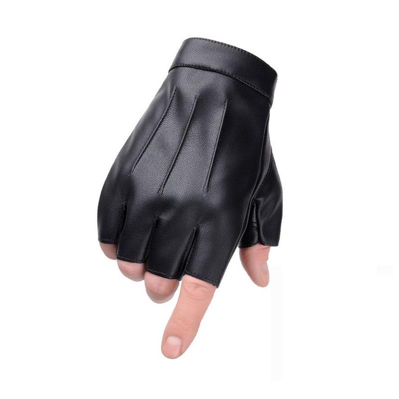 Men's Korean Style Leather Fingerless Winter Gloves - Anti-Slip, Breathable, for Driving, Office, Cycling, Fitness