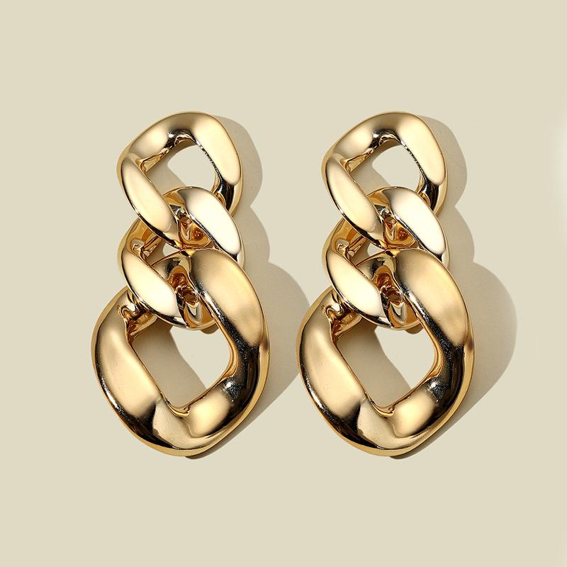 European & American Punk Style Women's CCB Chain Earrings - Retro & Simple Design