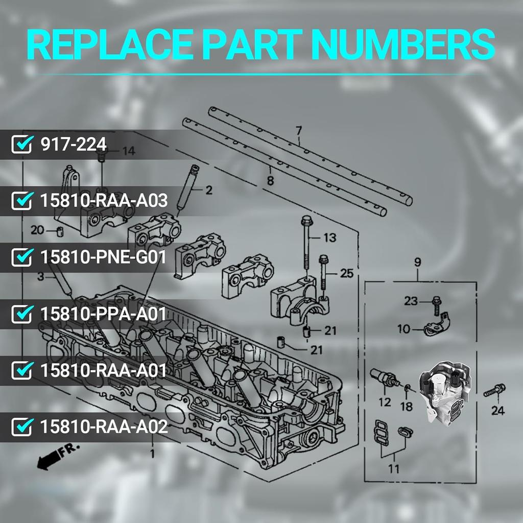 15810-RAA-A03 VTEC Solenoid Spool Valve with Oil Pressure Switch & Gasket - Fit for 2002-2011 Honda Acura - 2.4L Accord, CR-V, Element, 2.0L