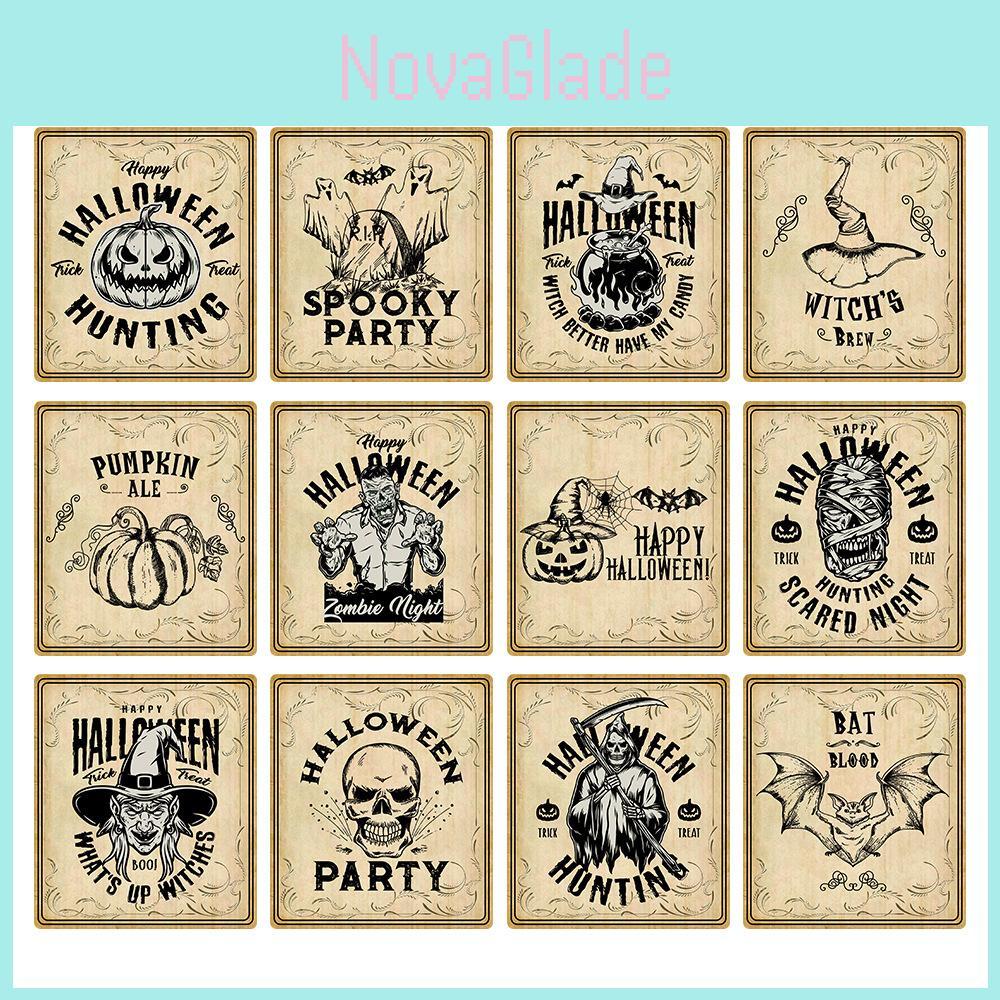 Halloween Vintage Bottle Stickers With Pumpkin Head Decor For Party Venue Decoration
