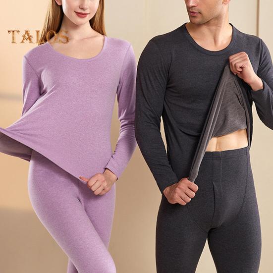 2 szt./zestaw Zimowa męska bielizna termiczna okrągły dekolt długi rękaw ciepły gruby wysoka elastyczność dopasowany krój otwarty krok męski zestaw piżamowy sportowy dres