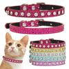 Rhinestones Small Dog Cat Collar Leather PU Adjustable Pet Collar Luxury Decoration Necklace for Kitten Puppy Chihuahua Supplies