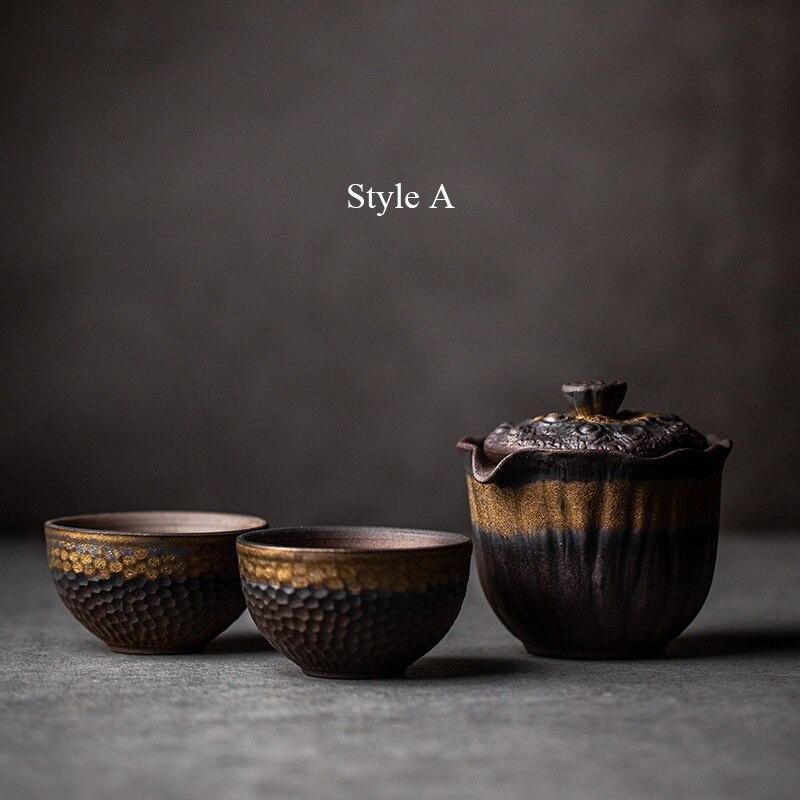 Japanese Style Kung Fu Tea Set Ceramic Quick Tea Cup Coarse Pot Two Cups