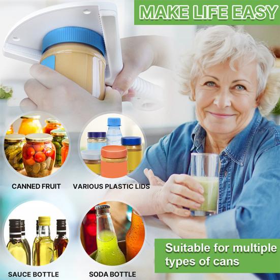 Bottle Opener Extended Ergonomic Handle Textured Grip Adjustable V-Shaped Jar Opener Turning Force Jar Cap Remover Kitchen Accessory