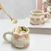 Delicate Ceramic Coffee Mug With Bows Portable Elegant Office Drinkware Dishwasher Safe Tableware Kitchen Tool