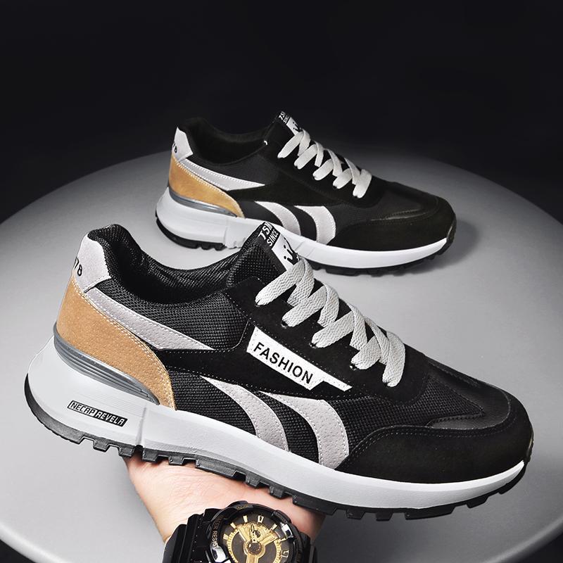 

Кроссовки весна 2025 года, дышащие, низкие, сетчатые, повседневные, корейская версия, универсальные, кроссовки для бега, мягкая подошва, нескользящая, пара обуви 44 чёрный