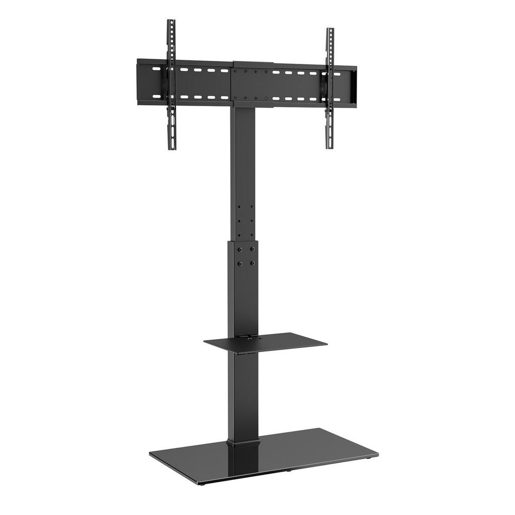 TV Stand Mount, Swivel Tall TV Stand for 32 To 85 Inch TVs, Height Adjustable Portable Floor TV Stand with Tempered Glass Base for Bedroom, Living