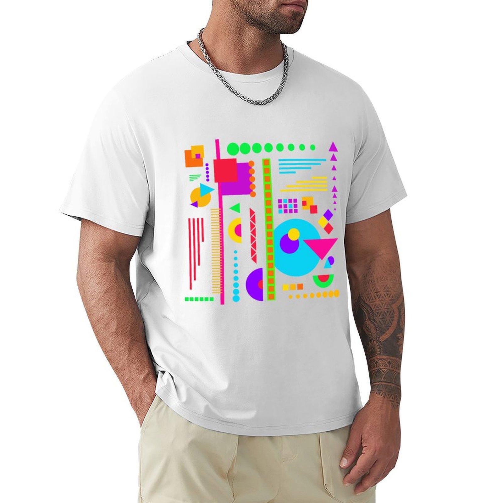 Modernist Memphis Abstract Neon Art TShirt hippie clothes tees boys animal print t shirt for men S