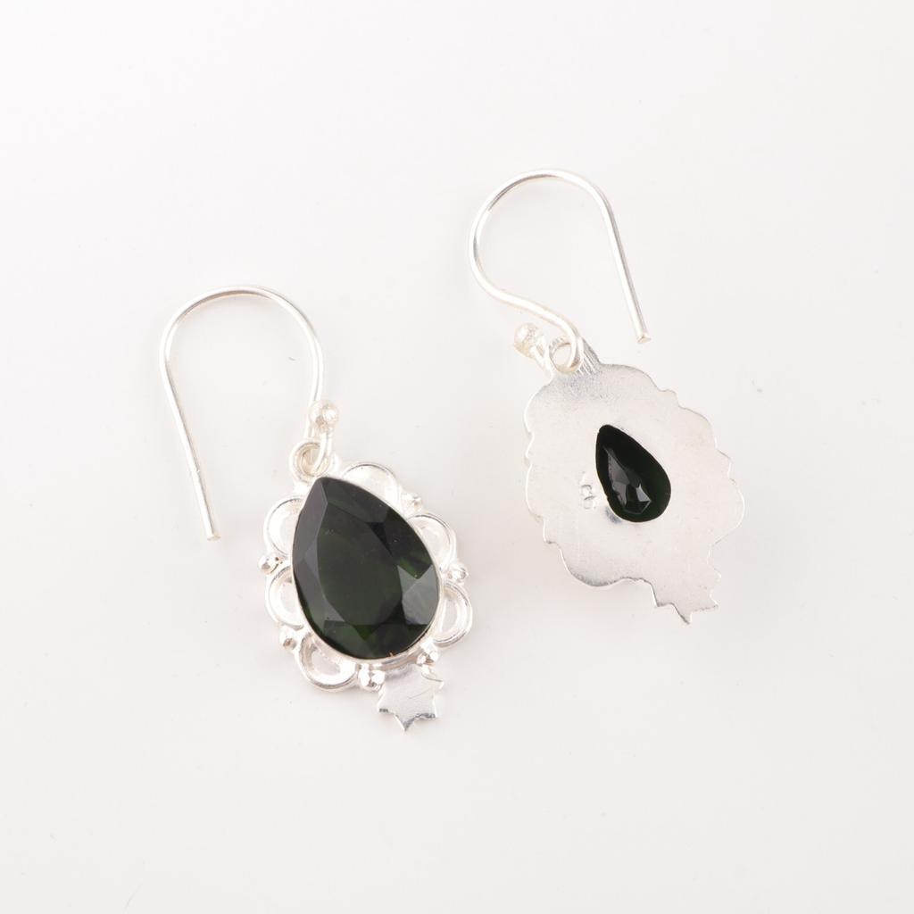 Green Tourmaline Gemstone Earrings 925 Sterling Silver Jewelry Partywear Earring EE-163-15