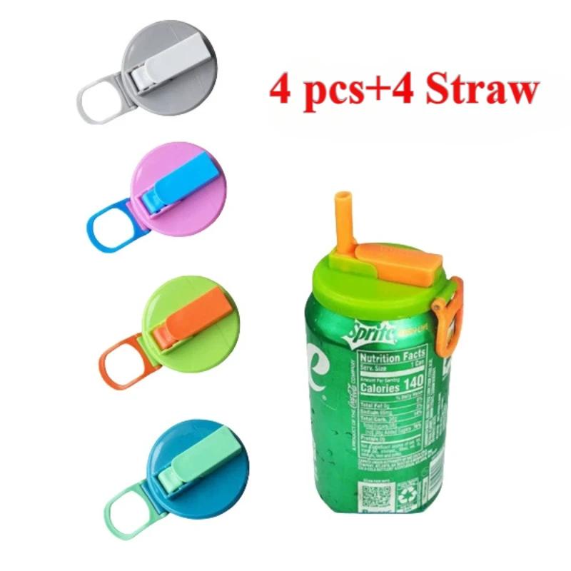 1/2/4PCS Creative Soda Can Cover Sealed Silicone Straw Beverage Can Cover Cup Suitable For Canned Beverage Reusable Tank Cover