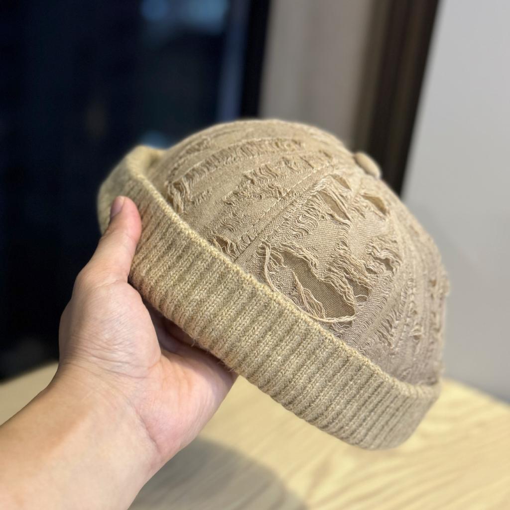 New Japanese-style Vintage Jacquard Knitted Hat for Women, Korean Version, Autumn Fashion, Versatile, Face-slimming Woolen Hat, Artist Hat
