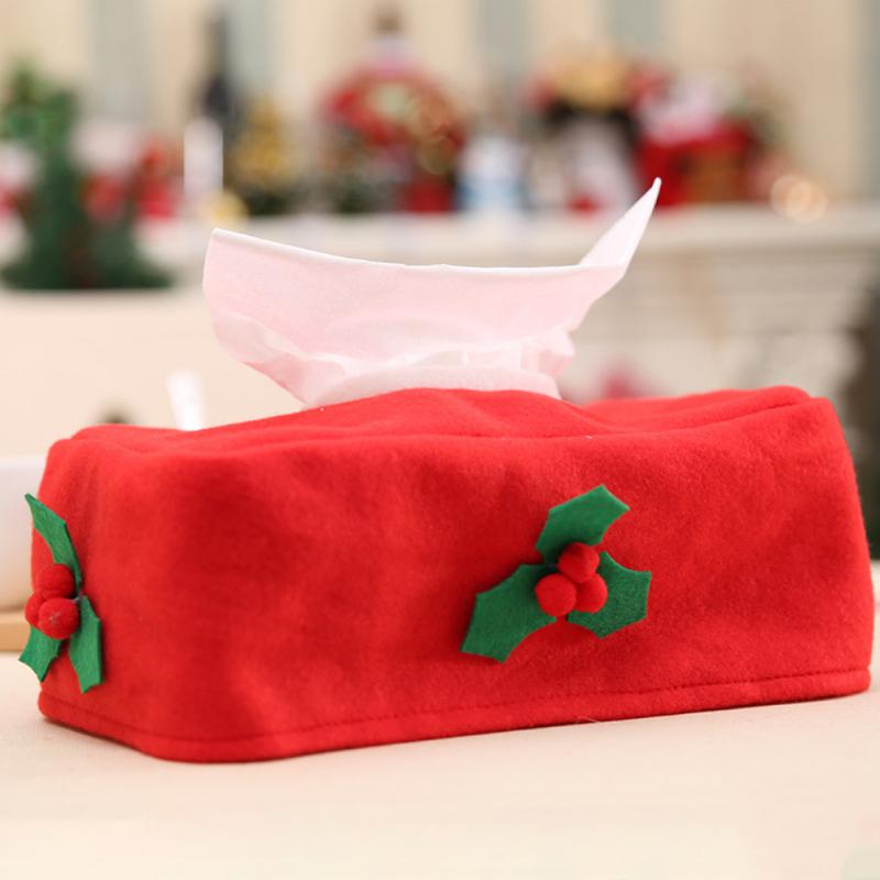 Navidad Noel High Quality Wonderful Tissue Paper Dispenser Christmas Decorations Xmas Tissue Box Cover Flannel New Year Red