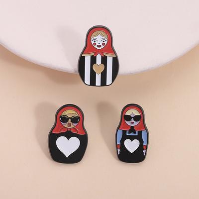 Cultural Costume Collected Enamel Pin Classic Nesting Doll Metal Brooches Lapel Badge Jewelry Gift For Friends