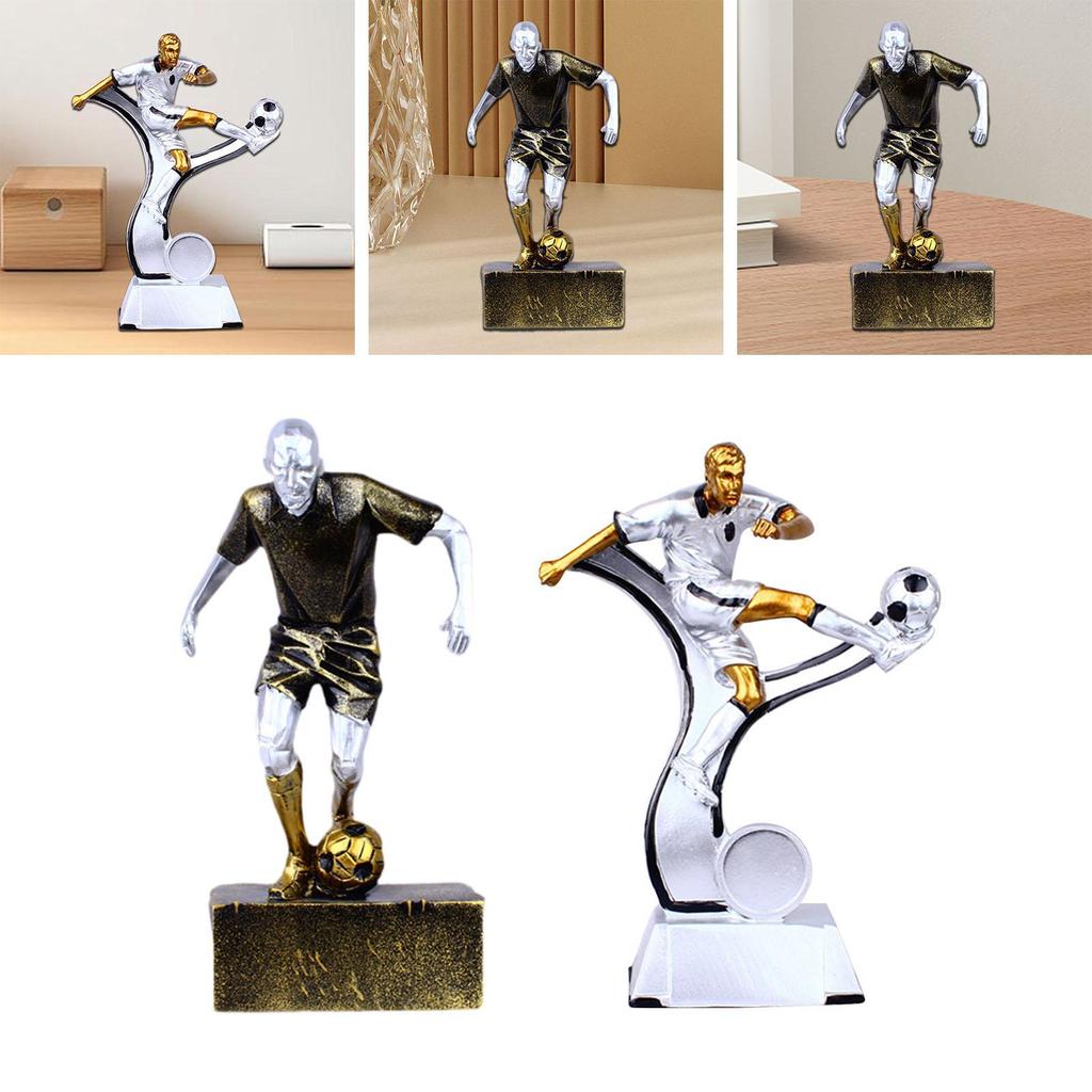 Soccer Player Sculpture Athlete Statue Sturdy Wear Resistant Creative Delicate Desktop Ornament Home Decor for Living Room