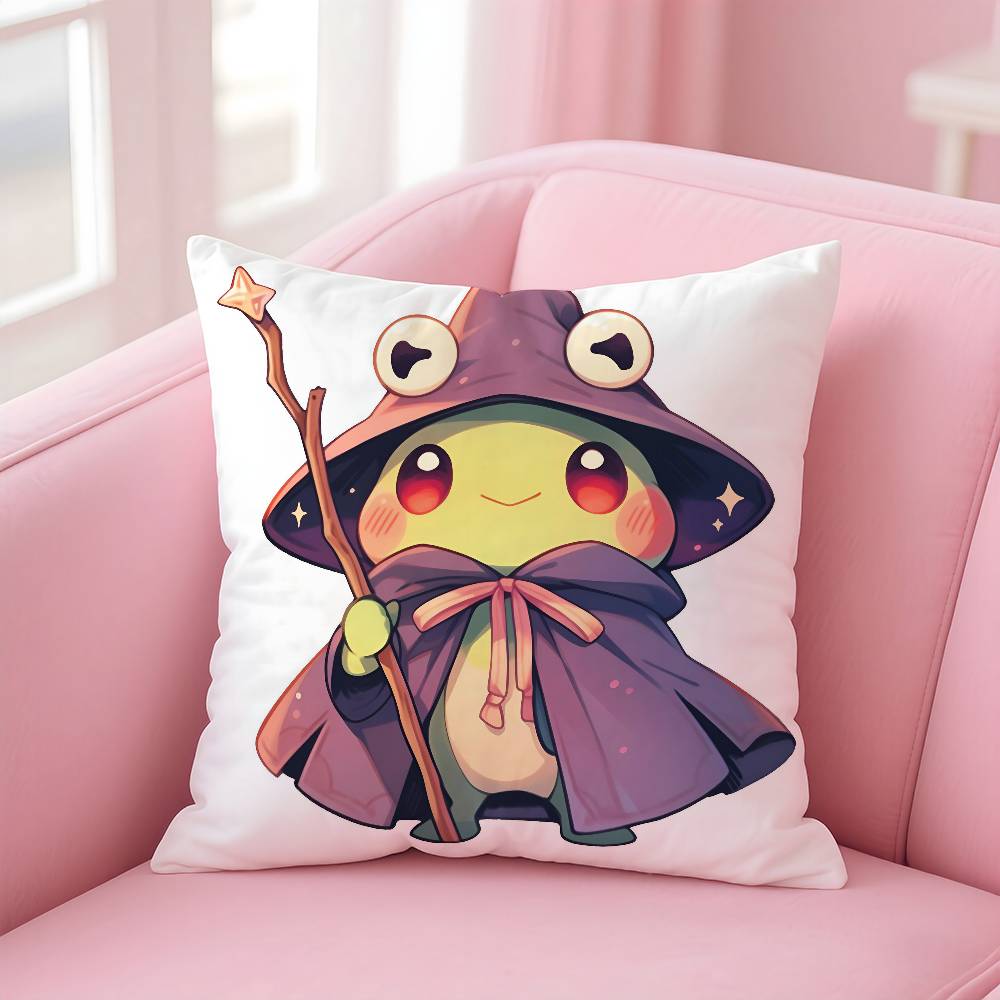 Anime W-Wizard F-frog Pillow Case Anti-dustmite Pillow Invisible Zipper Silky Short Plush Sofa Cushion Cover