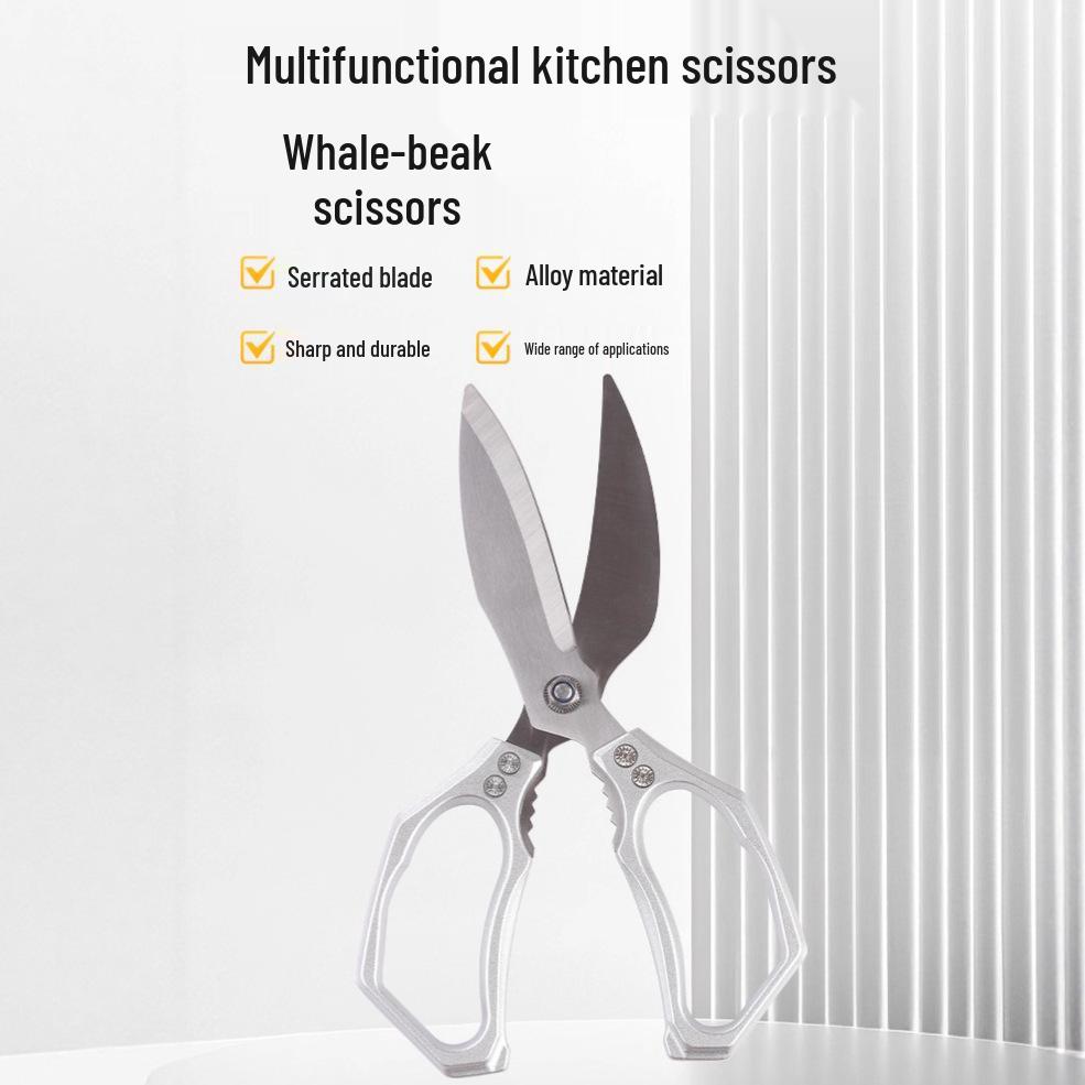Multifunctional Kitchen Scissors: Aluminum Handle, Ideal for Poultry, Bones, and Fish