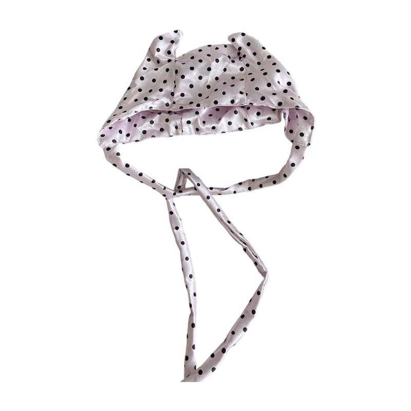 

Popular 2000s Devil Horn Brimless Cap Dotted Pattern Headwear Soft Comfortable Pullover Hat For Adult Teens Styling Props рожевий