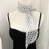 Silk scarf long strip high-end new thin and narrow strip polka dot silk scarf decorative scarf tied bag ribbon versatile belt