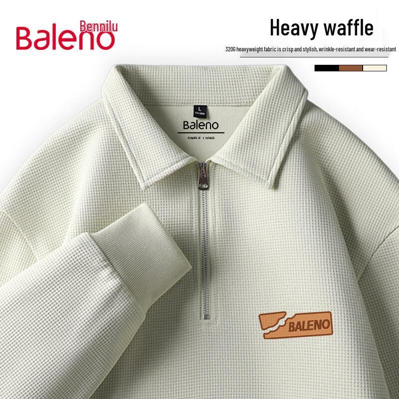 Baleno Men's American Casual Retro Half-Zip Polo Sweatshirt