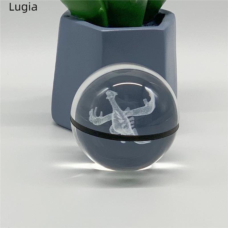 5cm  3D Crystal Ball Pikachu Eevee Mewtwo Carving Model LED Color Light Base Children's Gift Fans Toy Birthday Gift