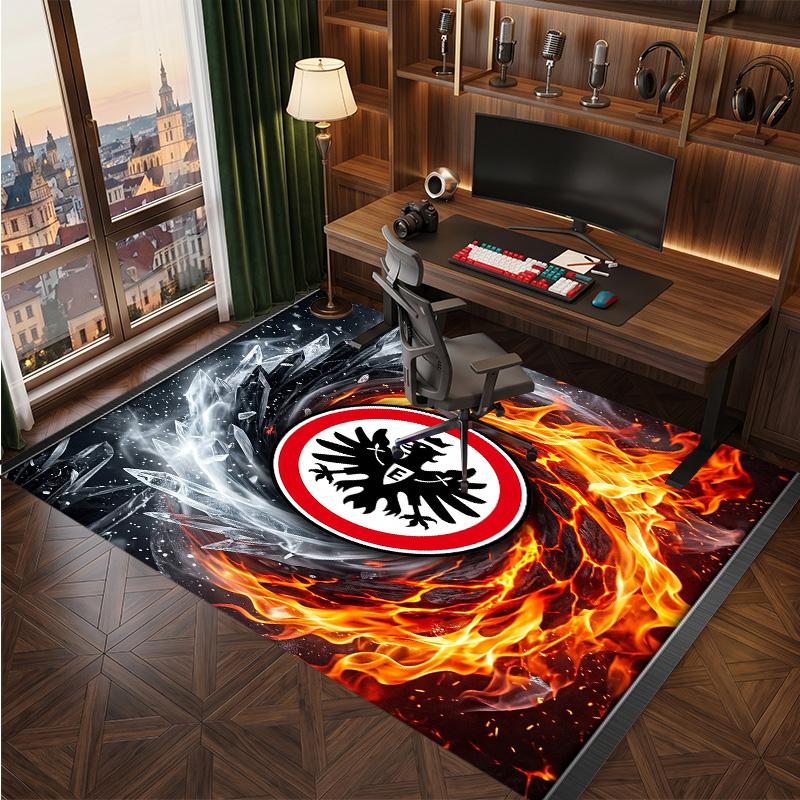 Eintracht Frankfurt Football Print Crystal Velvet Rug, Comfortable Water Absorbent Non Slip Indoor Floor Carpet