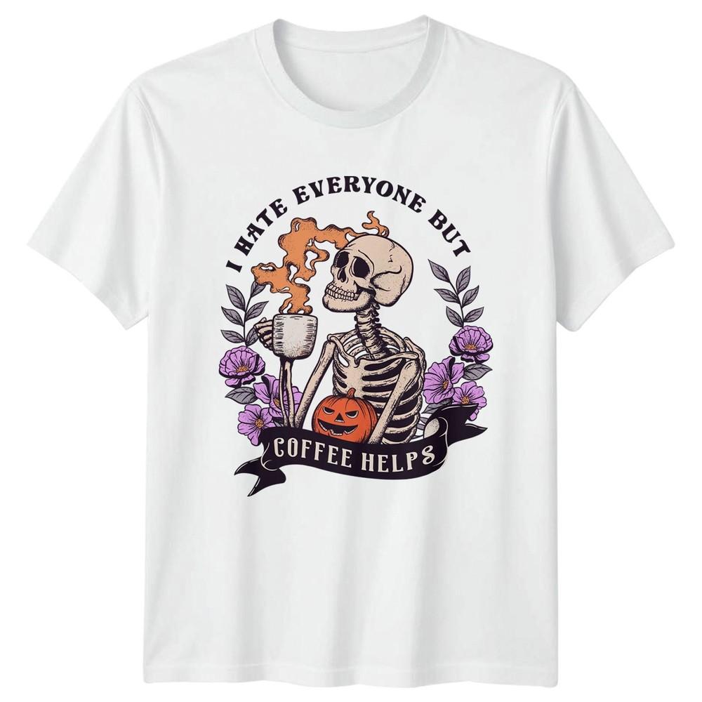 I Hate Everyone But Coffee Unisexs TShirt Halloween Coffee Halloween Gift S