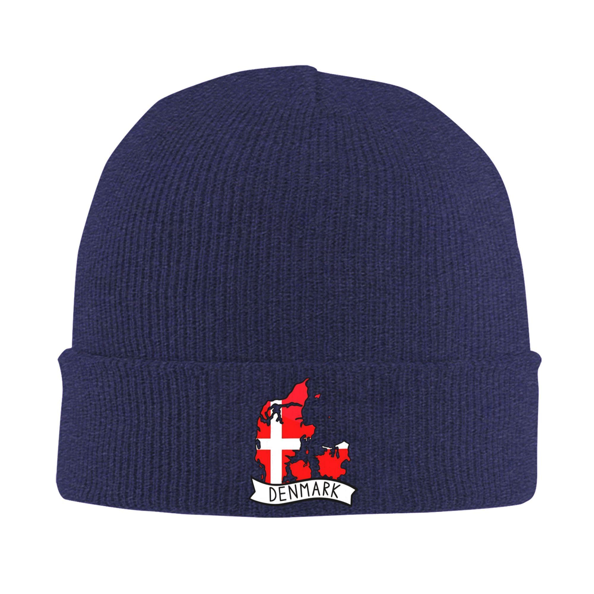 

Unisex Adult Denmark Flag Map Beanie Hats Vintage Knitted Hat Winter Outdoor Caps Custom Thermal Elastic Bonnet Hats One Size