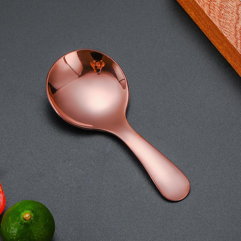 Creative Baby Spoon and Fork Training 304 Stainless Steel Short-handled Ice Cream Spoon Gold