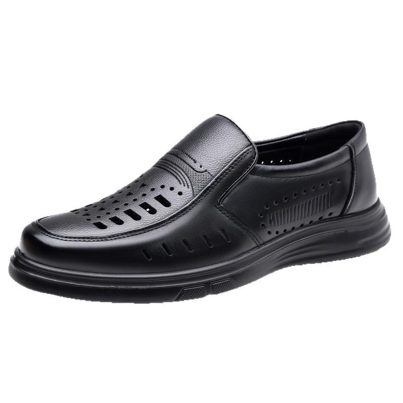 Sandals men's 2025 summer hollow hole leather sandals men's leather breathable leather shoes leather shoes