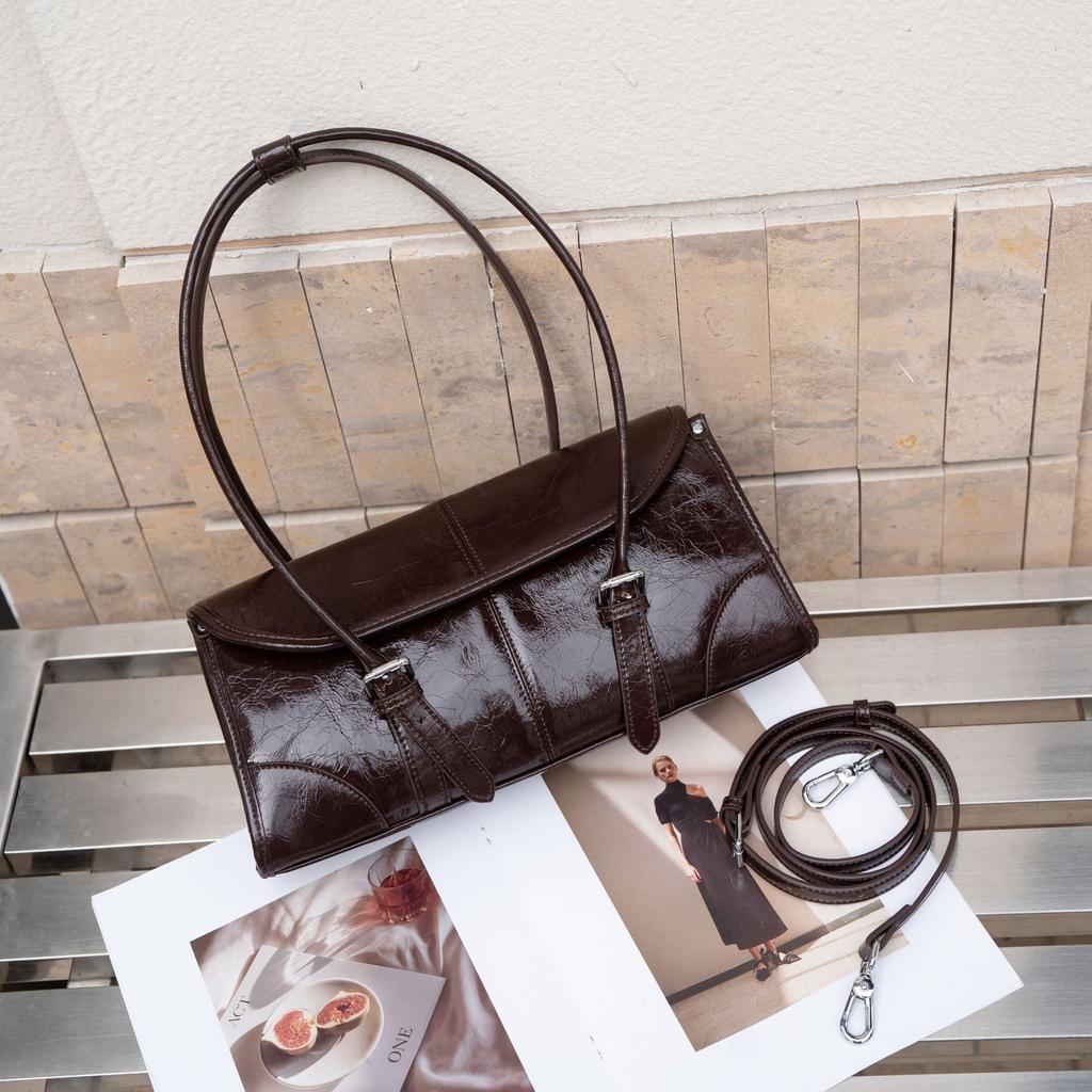 Cowhide Shoulder Bag, Fashionable and Practical Horizontal Square Commuter Bag, Crossbody Tote