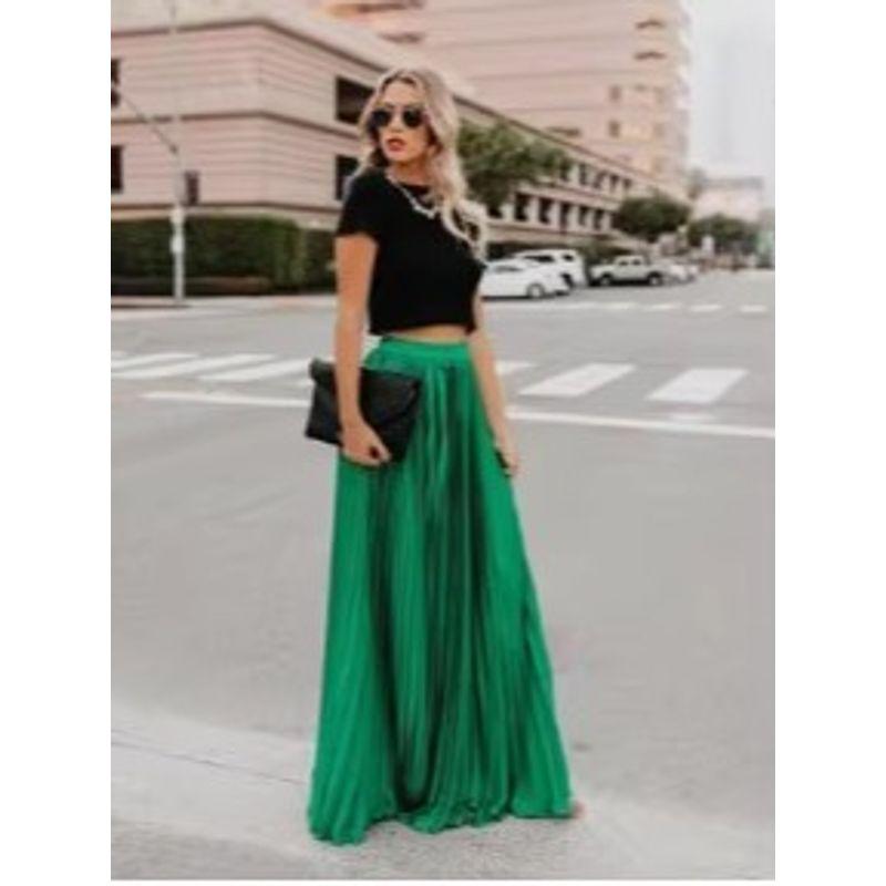 Solid Color Elastic Waist Half Length Skirt Pure Color Elastic Waist Skirt