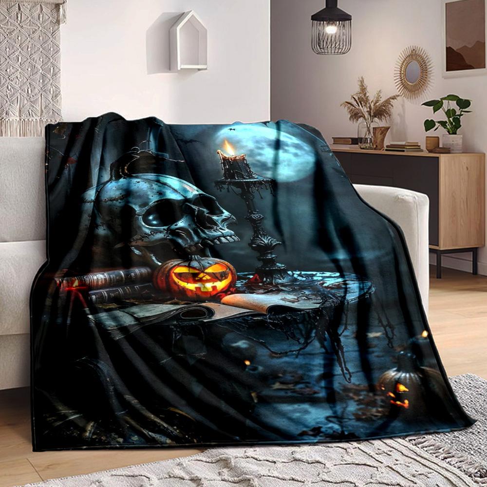 1pc Halloween Decorations Blanket Lightweight Flannel Blanket Throw Blanket For Sofa, Bed, Travel, Camping, Livingroom, Couch, Chair, And Bed yy250902