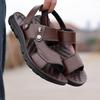 Men's Sandals Summer Leather Soft Bottom Non Slip Beach Shoes New Large Casual Trendy Outerwear Cool Slippers