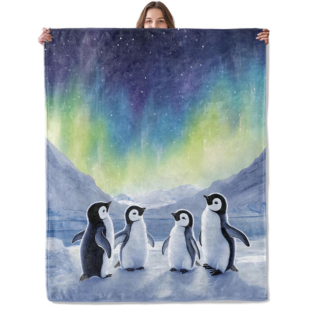 Penguin Blanket Soft Cute Penguins Flannel Fleece Throw Blanket Lightweight Fuzzy Plush Blanket for Couch Bed Sofa Home Decor